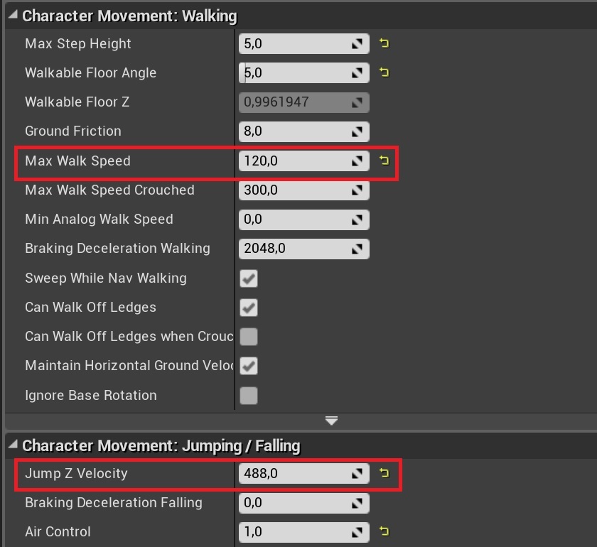 Jump distance settings